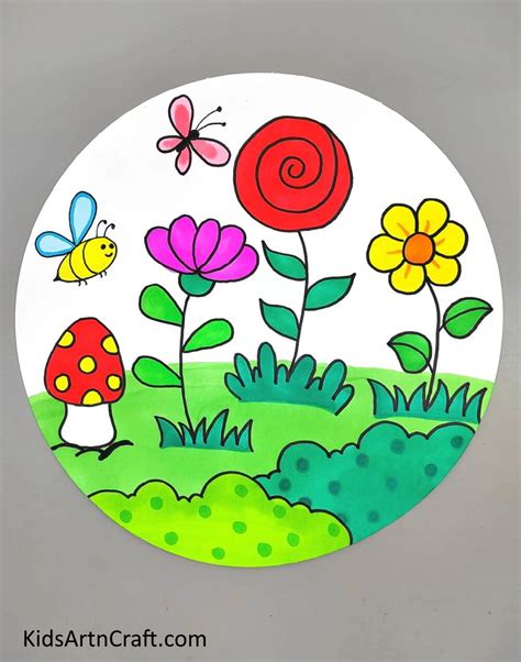 Learn to draw Flower Garden drawing for kids - Kids Art & Craft