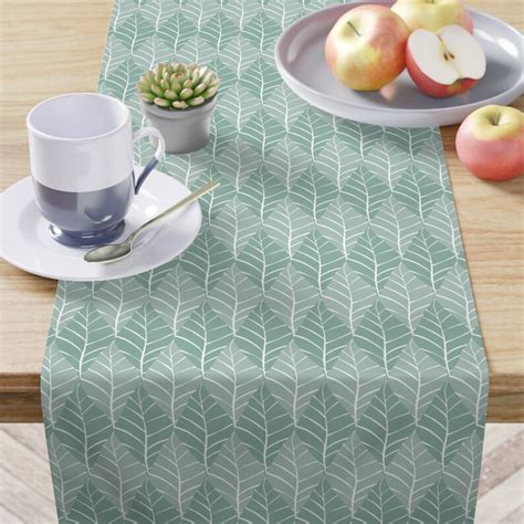 Sage Green Leaf Pattern Table Runner Dining Table Décor - Etsy