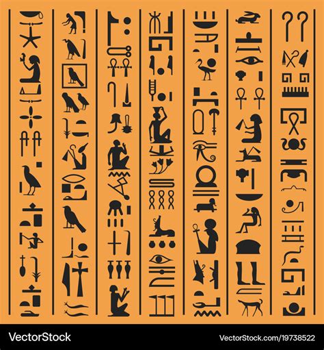 Egyptian hieroglyphs or ancient egypt letters Vector Image