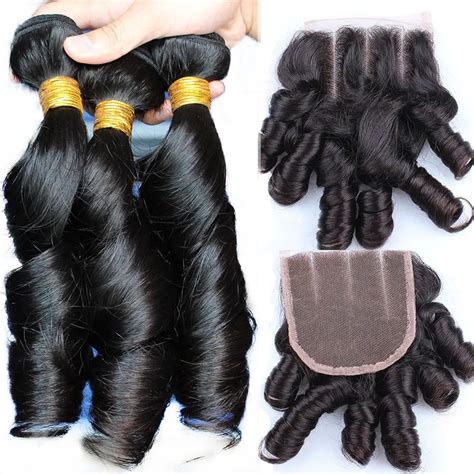 Bouncy Curly Human Hair Bundles With Closure Brazilian Egg Curl Funmi ...