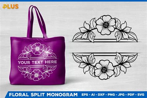 Flower Split Monogram, Floral Monogram, Flower Monogram SVG