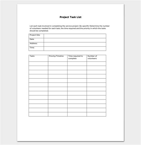 Project Task List Template - 14+ To-Do Lists for Word, Excel, PDF Format