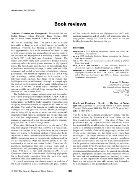 (PDF) Molecular Evolution and Phylogenetics