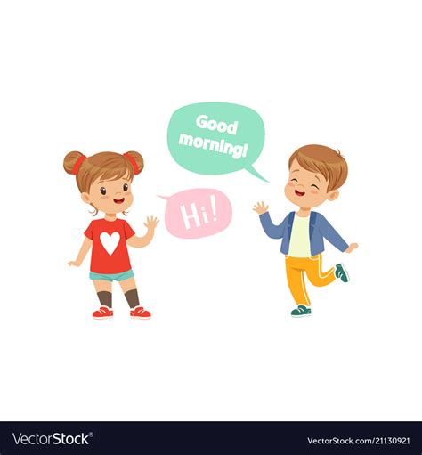 Greeting Cartoon Images - Greeting Vector Student Boy Girl Vecteezy ...