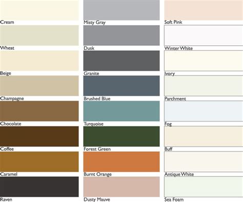 Manufacturer's Grout Color Chart