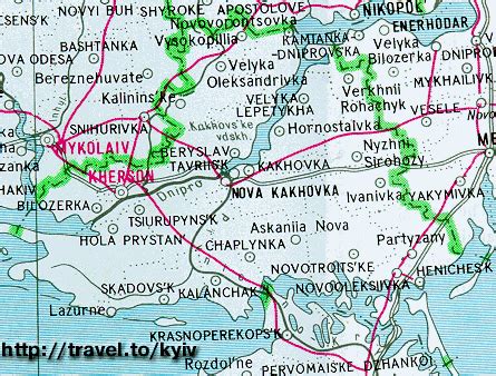 Travel to Ukraine. Map of Ukraine. Kherson