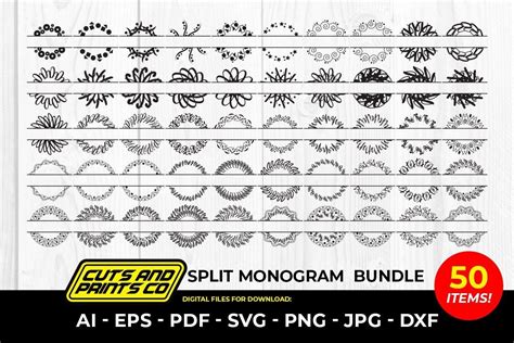 Split Monogram Floral Bundle Bundle · Creative Fabrica