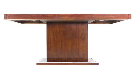 Mid-Century Modern Rectangular Pedestal-Base Walnut Dining Table at ...