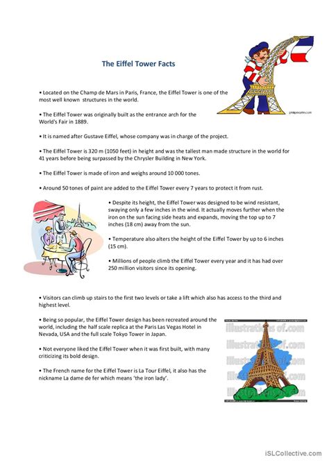 The Eiffel Tower facts: English ESL worksheets pdf & doc