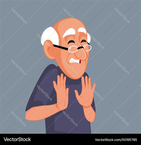 Elderly man saying no cartoon Royalty Free Vector Image