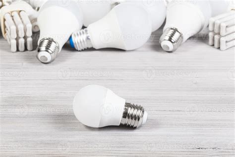 LED bulb light and several energy-saving lamps 10246473 Stock Photo at ...