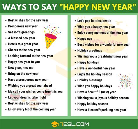 35+ Ways to Say "Happy New Year" in English (Formal and Informal) • 7ESL