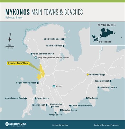 Mykonos Maps - Hotels, Towns, Beaches, Attractions, Bus, Ferry Port