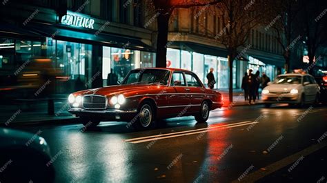 Premium AI Image | Vintage car street photography cinematic shot