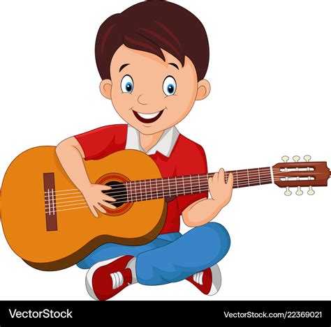 Cartoon boy playing guitar Royalty Free Vector Image