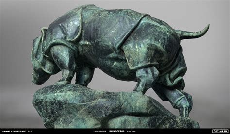 ArtStation - Rhino Rhinoceros Statue - 3D PBR model Low-poly | Game Assets