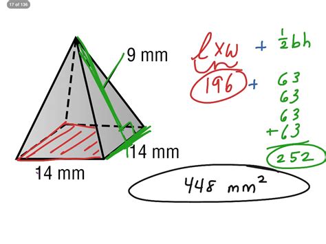 Surface Area Formula Of A Square Pyramid - Printable Math Worksheet