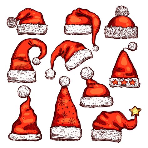 Santa red hat sketch for Christmas holiday design 11791154 Vector Art ...