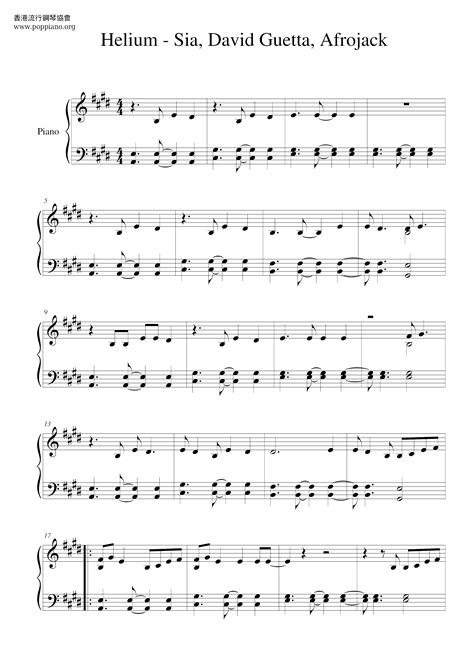 Sia, David Guetta, Afrojack-Helium Sheet Music pdf, - Free Score Download ★