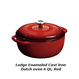 6 Quart Lodge Enameled Cast Iron Dutch Oven for Camping or Kitchen Use ...