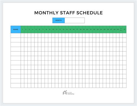 6 Free Monthly Work Schedule Templates | Buildremote