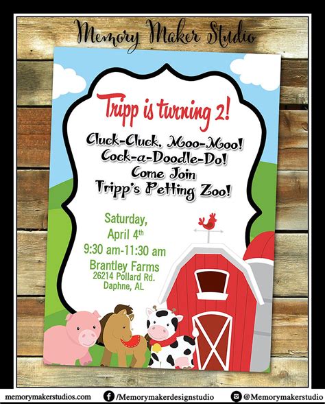 Petting Zoo Birthday Party Invitations - Petting Zoo themed Birthday ...