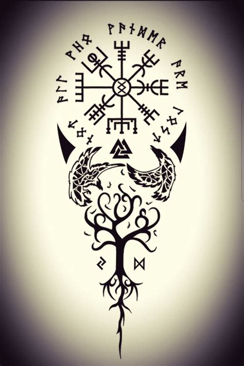 Norse Tree Tattoo with Viking Symbols