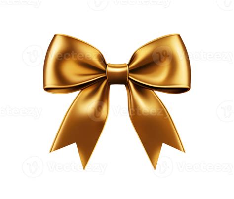 Gold ribbon bow isolated on transparent background. PNG file, cut out ...