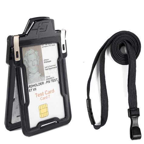 Identity Stronghold - Secure RFID Badge Holder for 1 Card and Lanyard ...