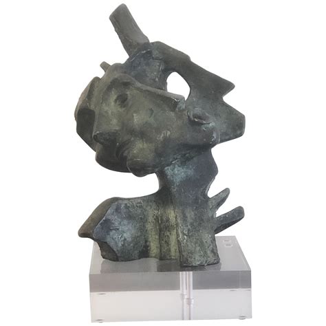 Alfredo Burlini Abstract Bronze Sculpture on Lucite Base For Sale at ...