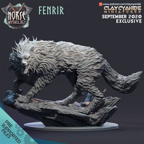 Fenrir Dire Wolf Miniature For DnD, Pathfinder, Sigmar, Clay Cyanide ...