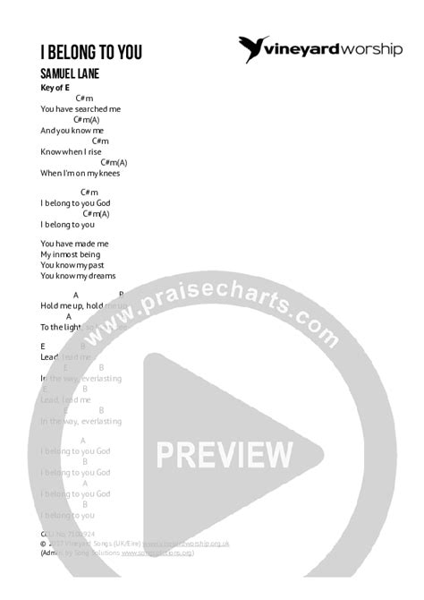 I Belong To You Chords PDF (Samuel Lane) - PraiseCharts