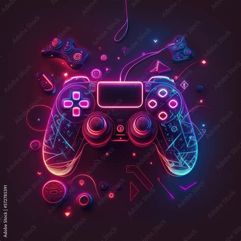 abstract neon light game controller artwork design digital art ...