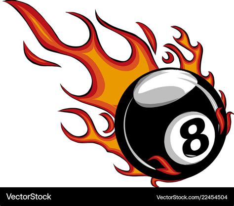 Flaming billiards eight ball cartoon Royalty Free Vector