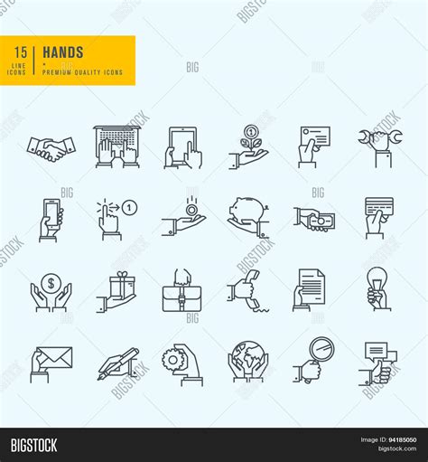 Thin Line Icons Set Vector & Photo (Free Trial) | Bigstock