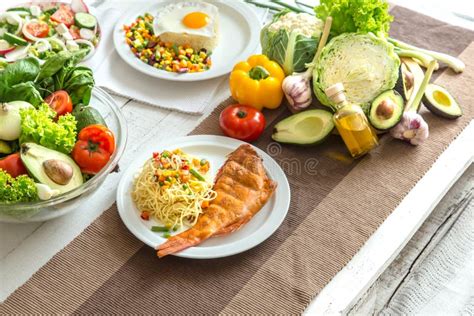 Organic Healthy Food On The Dining Table Stock Image Image Of Lunch