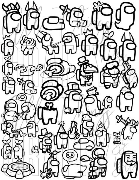 Among Us Coloring Pages With Hats Among Us Coloring Pages 50 Images ...