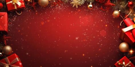 Premium Photo | Red background christmas frame