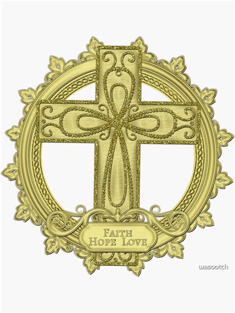 "celtic knot Christian cross faith hope love gold emblem" Sticker for ...