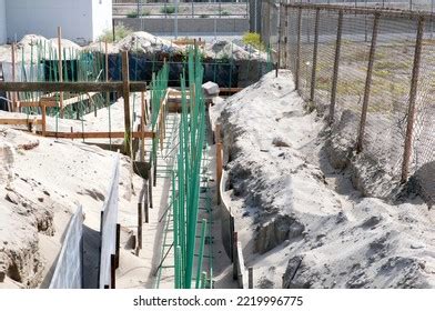 Construction Work Area Ditch Vertical Rebar Stock Photo 2219996775 ...