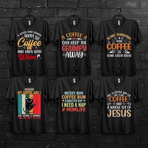 Typography lettering quotes coffee t shirt bundle on Behance