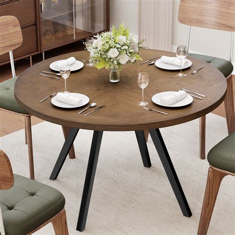 Dextrus Mid Century Modern Circle Wood Dining Room Table for Dining ...