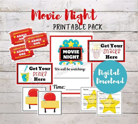 Movie Night Theme Printable Set - Etsy