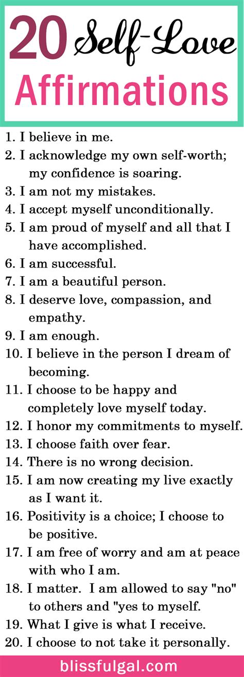 Positive Self Affirmations For Women