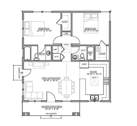 Craftsman Style House Plan - 2 Beds 2 Baths 930 Sq/Ft Plan #485-2 ...