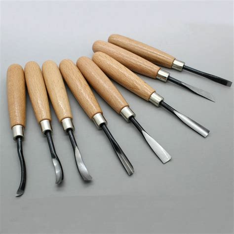 8Pcs Hand Wood Carving Knife Tools Chip Detail Chisel Set Tool for ...