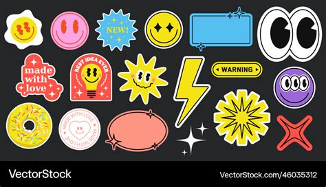 Decals stickers set of funny laptop stickers Vector Image