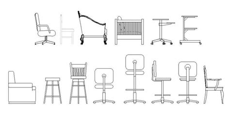 Creative multiple chair elevation blocks cad drawing details dwg file ...