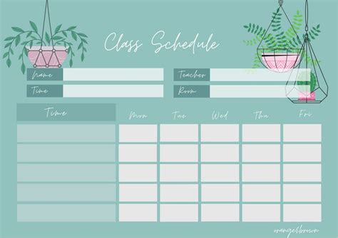 FREE Class Schedule Template - Download PDF File Now!