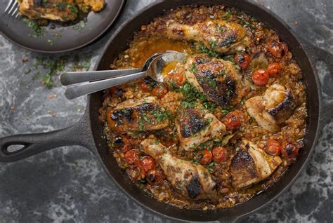 One Pan Mediterranean Chicken & Lentils Skillet Meal